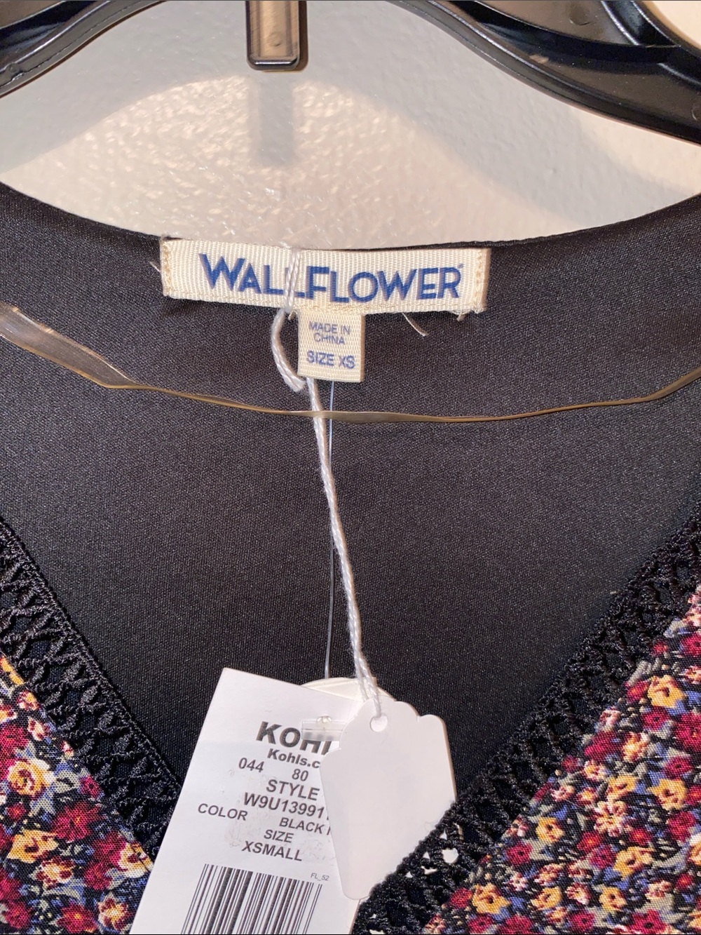 Wallflower Burgundy Multi Floral V-Neck Long Sleeve Dress - Picture 3 of 4
